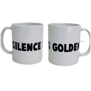Silence Is Golden Mug 8 oz White Black‎ Ceramic Coffee Tea Cup Teacher Mom Gift